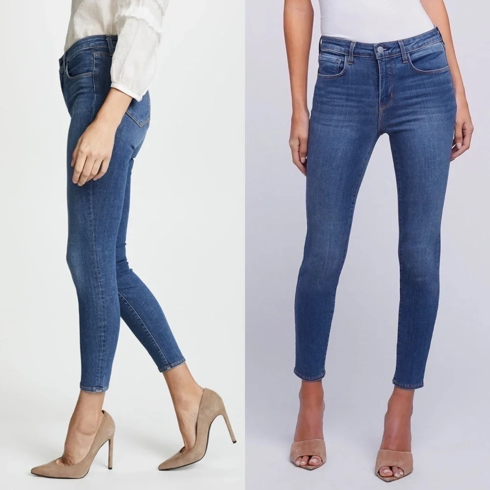 NEW L’AGENCE Margot High Waist Distressed Ankle Cropped Slimming Skinny‎ Jean 25